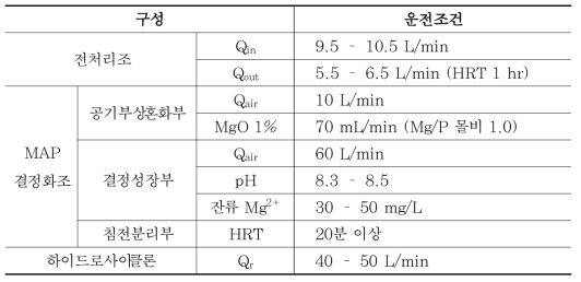 MAP pilot plant 운전조건 설정