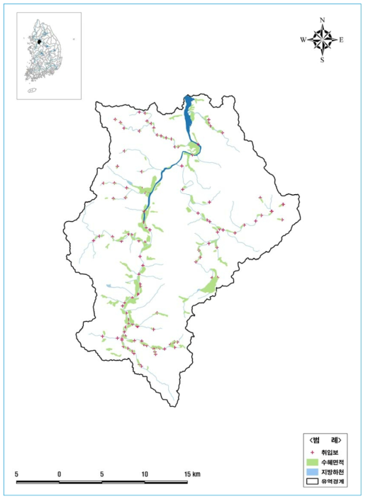 경안천 유역 농업용 취입보 현황