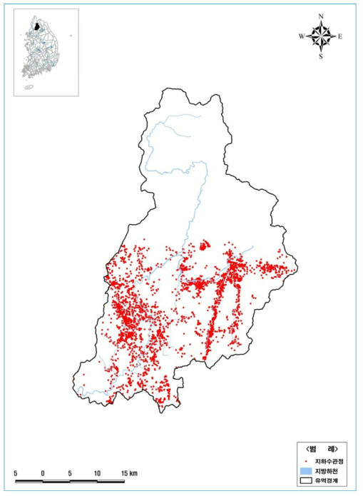 한탄강댐 상류유역 지하수 관정 현황