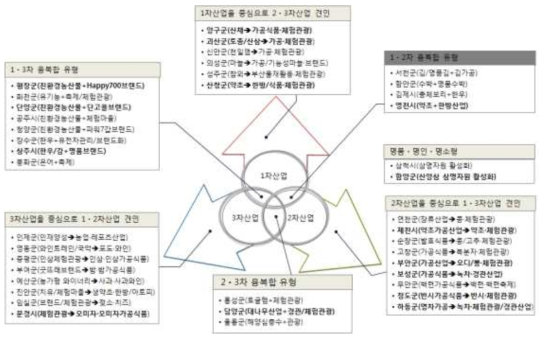 1, 2, 3차 산업융복합형 분류(신활력사업 사례)