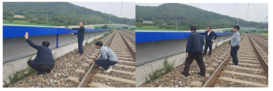 중앙선 석불역 구내 시험시공 후 한국철도시설공단 합동점검