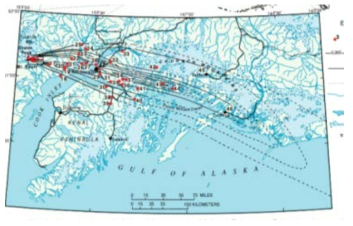 1992년 8월 18일 분화에 의한 화산재 퇴적 분포 관측치