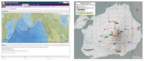 미국 알래스카 화산관측소 화산 모니터링 맵