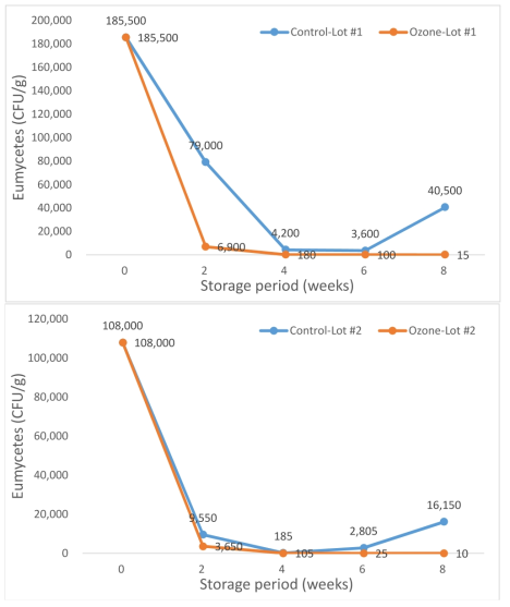 Eumycetes reduction effect of green kiwi from Chile at low temperature by microplasma ozone treatment