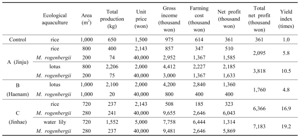 Analysis of eco-friendly farming income using M. rosenbergii on 1,000m2 size
