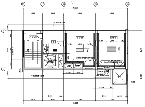 연기거동 훈련실험동 기준층(2~6층) 평면도(변경도면)