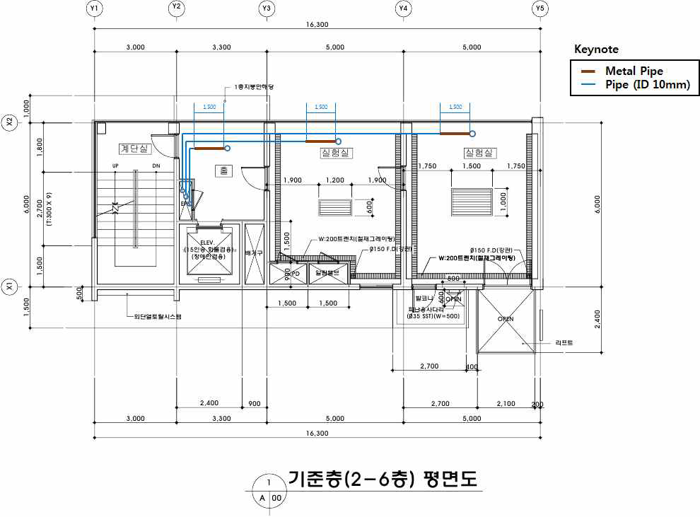 변경 후 연기거동 훈련실험동 평면도