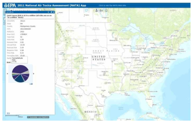 미국 유해대기오염물질 정보가 제공되는 NATA Map