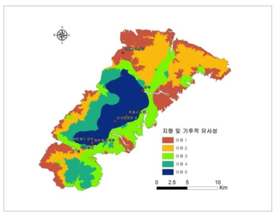 기후 및 지형적 유사성 분포