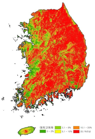 대한민국 대지고저차 GIS 데이터