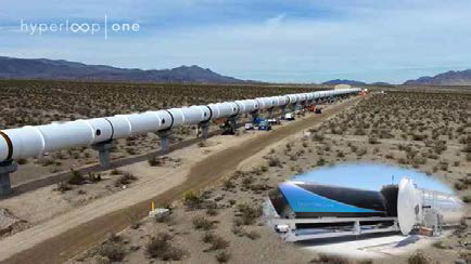 미국 네바다 사막에 건설된 500m Hyperloop 시험선 (Hyperloop One)