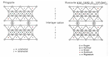 Phlogopite와 Muscovite 운모의 화학 구조