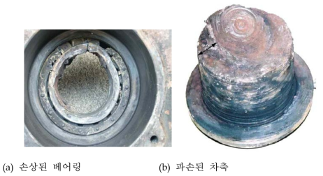 파손된 베어링 과 차축