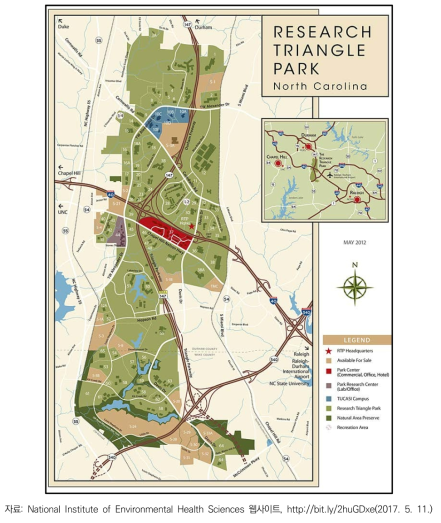 Research Triangle Park의 마스터플랜 계획도