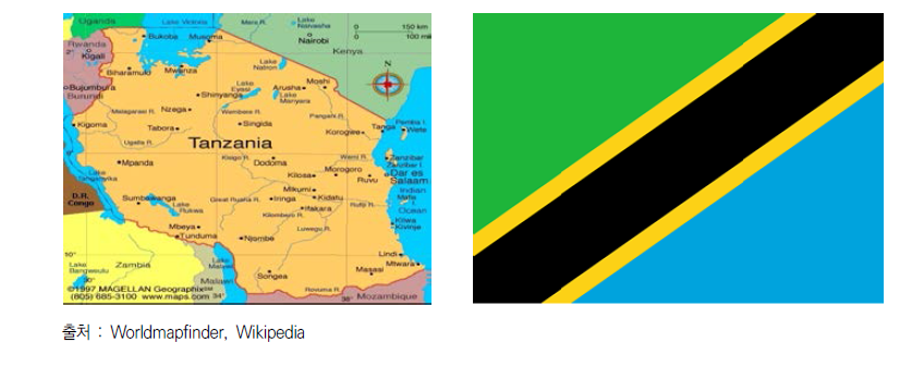 탄자니아 지도 및 국기
