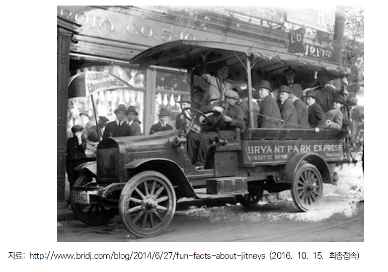1900년대초 미국의 차량공유서비스(Jitney)