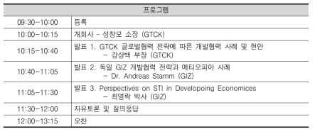 STEPI-GIZ-GTC 공동워크숍 프로그램