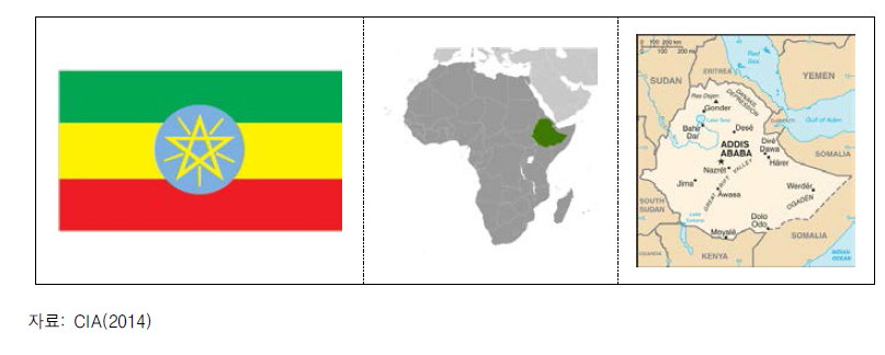 에티오피아 국기 및 지도