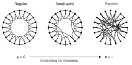 정규 격자구조에서 연결선을 끊고 다른 노드에 새로 연결할 확률을 증가시키면 작은 세상망을 얻게 된다. 모든 연결선을 모두 끊은 다음 다른 노드와 멋대로 연결하면 무작위 네트워크를 얻게 됨