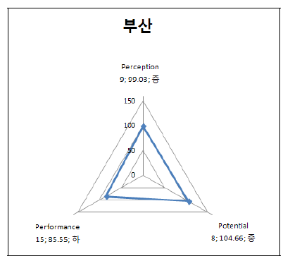 부산의 3P 부문별 지수