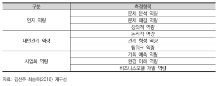 기업가적 역량의 측정항목