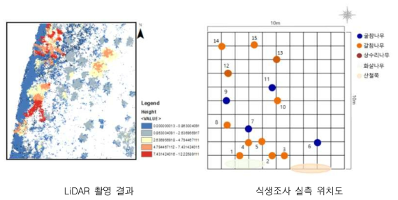 LiDAR 촬영과 식생조사 실측 평면도