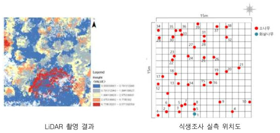 LiDAR 촬영과 식생조사 실측 평면도