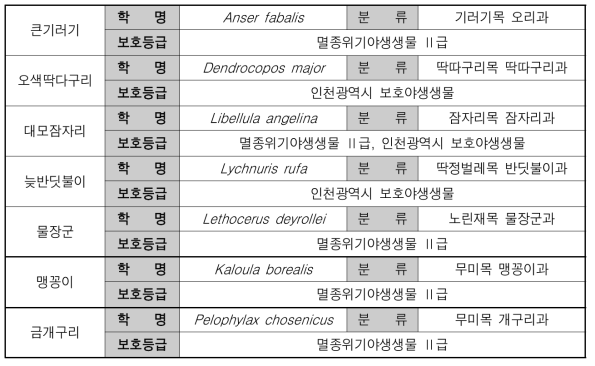 인천연희 자연마당 목표종 리스트