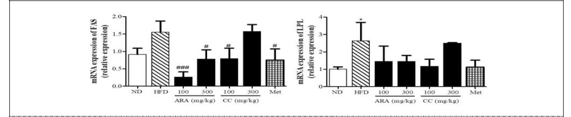 Effects of ARA and CC on lipid metabolism in liver