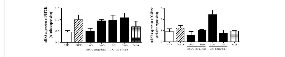 Effects of ARA and CC on glucose metabolism in liver