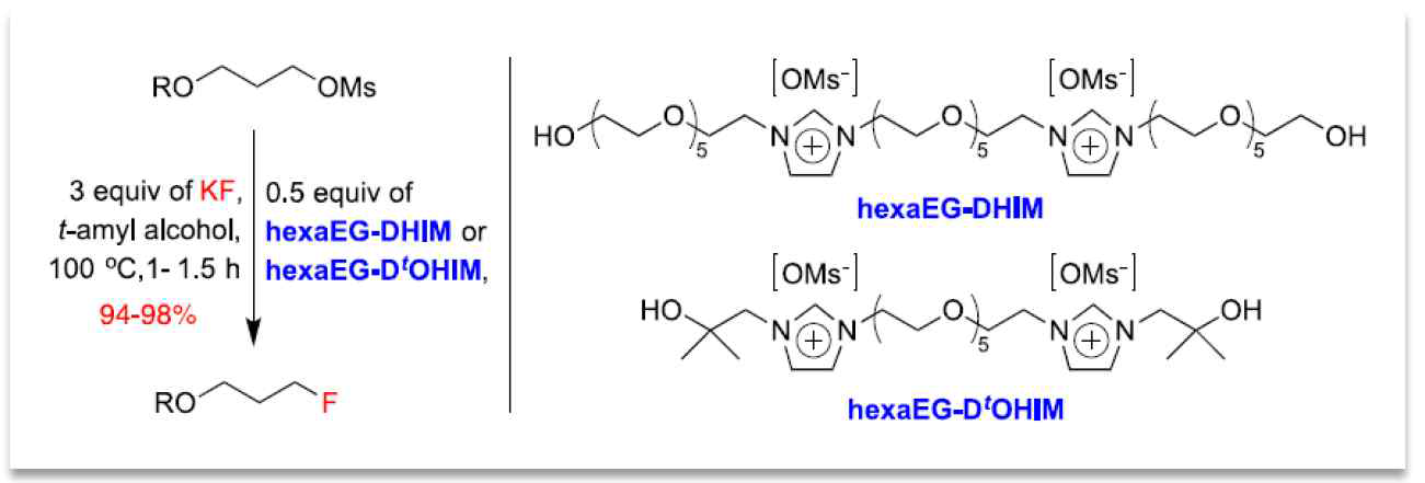 이온성액체 기반 상전이촉매인 hexaEG-DHIM 와 hexaEG-DtOHIM 친핵성 불소화 반응에서 촉매 활성