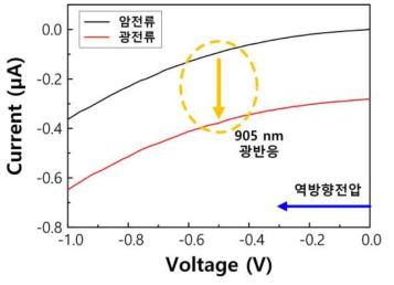 SPAD 단위소자 IV 그래프 및 근적외선 (905 nm) 광검출 특성