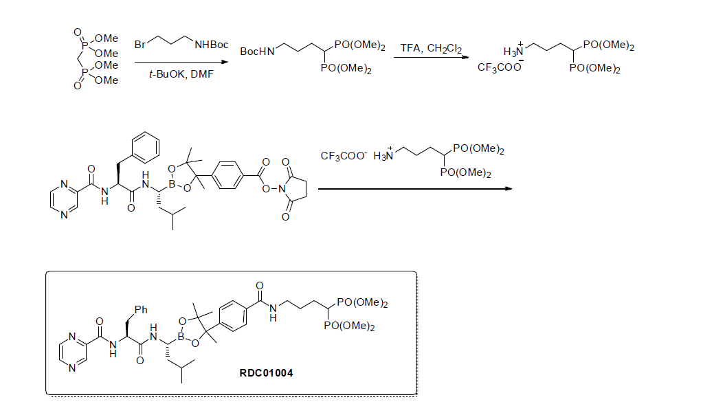 BTZ-trimethylphenyldioxaborolane linker methyl ester prodrug 합성