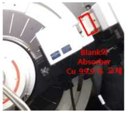 Change of blank to absorber Cu 99.9 % for the protection of XRD detector during z axis alignment