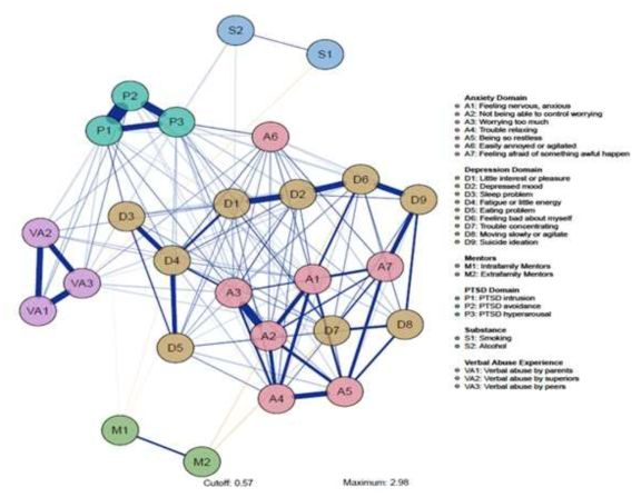 우울증과 연관된 범진단적 증상들과 관련 요인들 간의 네트워크