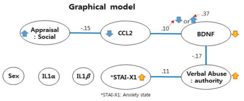 불안 증상과 외상 경력 및 염증지표에 대한 Graphical model