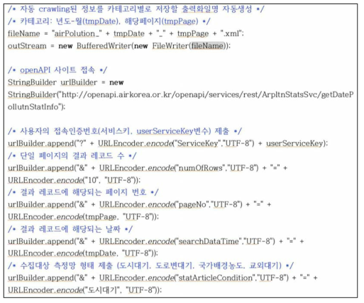 AirPolluCrawler 프로그램: API를 통한 자동 접속 및 데이터 추출 코드