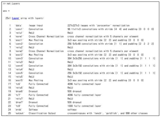 AlexNet 모델의 다층 layer 구성도