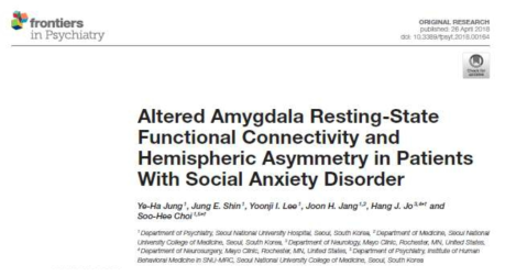 Jung et al., Altered amygdala resting-state functional connectivity and hemispheric asymmetry in patients with social anxiety disorder. Frontiers in Psychiatry, 2018