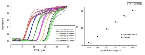 DISK 입자의 qPCR 효율과 최소검출량 측정