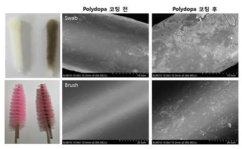 pH에 따른 DNA와 Polydopa 및 소재에 따른 합성률