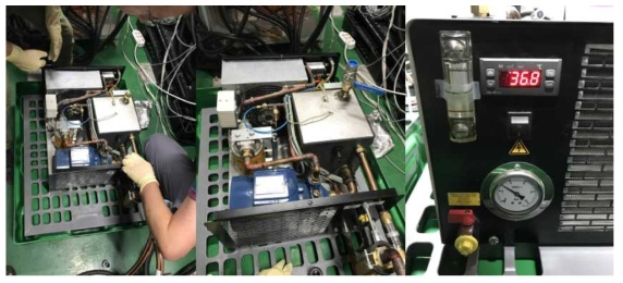 Cooling unit 오일 채운 후의 누수 점검 테스트