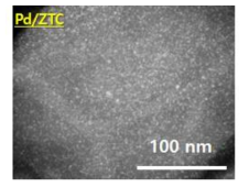 Pd 나노입자가 담지된 ZTC 촉매의 주사 투과전자현미경(STEM) 사진