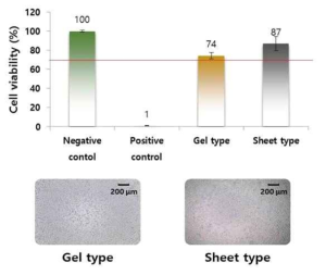 흉터소재용 매트릭스 세포독성시험 결과