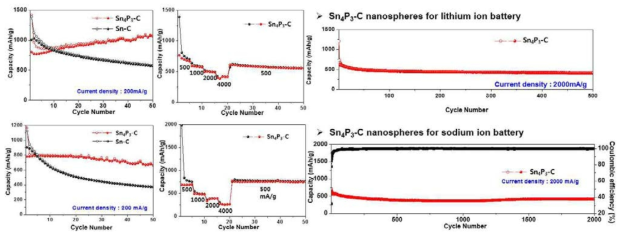 Sn4P3-C 나노구조체의 Li 및 Na-ion 전기화학 특성 평가