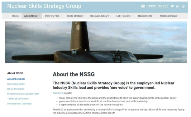 영국 원자력기술전략그룹(NSSG) 웹페이지