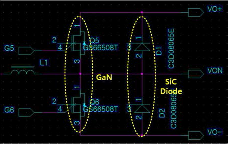 GaN과 SiC Diode 병렬연결 회로