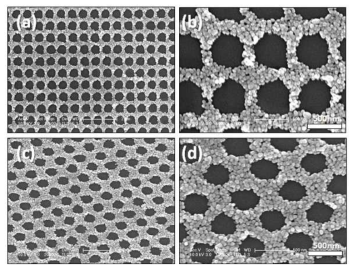 은나노결정-리간드 메타아톰 기반 나노홀 어레이 메타물질 제작 결과