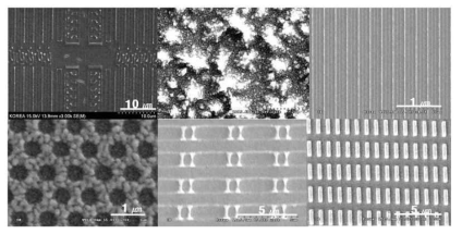 Ag 나노입자 분산용액의 직접 프린팅공정을 이용하여 제작한 다양한 패턴의 SEM사진