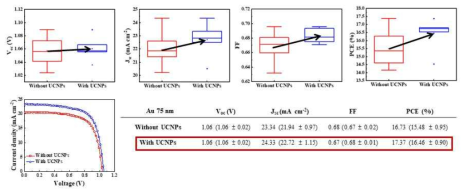 UCNPs 존재 여부에 따른 태양전지 특성 분석